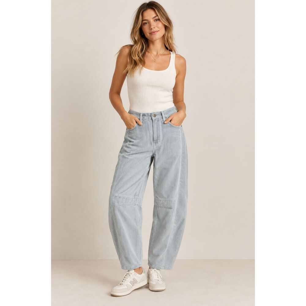 NWT We The Free Good Luck Mid Rise Barrel Corduroy Pants Free People Women 25